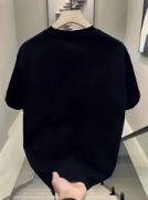Baskılı Oversize Bisiklet Yaka T-shirt - Siyah resmi